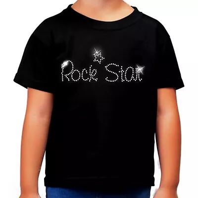 Buy ROCK STAR Children's T Shirt CRYSTAL Rhinestone Dance Design..Kids Any Size • 9.99£