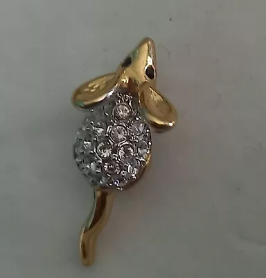 Buy CABOUCHON Ltd COSTUME JEWELLERY GOLD Colour PLATED CRYSTAL ARTICULATED Mouse Pin • 7.50£