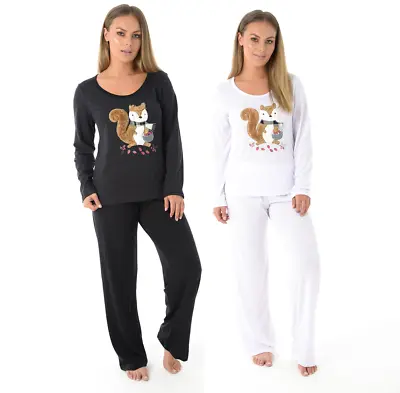 Buy Ladies Ex BHS Cotton Pyjama Set Womens Squirrel PJ's Set Long Sleeve Lounge Wear • 12.95£