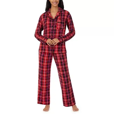 Buy DKNY Womens Notch Collar Pajamas Set In RED Size L And XL  • 25.99£