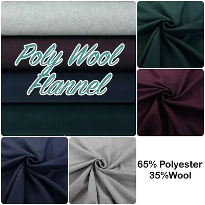 Buy Fabric Wool Flannel Blend Soft Brushed Warm Medium Winter Dressmaking Material • 10.69£