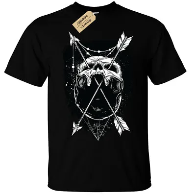 Buy Skull Arrows T-Shirt Mens Gothic Skulls Skeleton Goth Rock • 11.95£