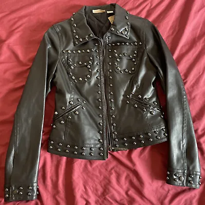 Buy DKNY Studded Faux-Leather Zippered Moto Junior Medium Jacket • 71.04£