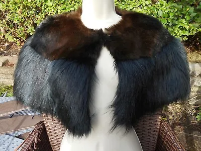 Buy BNWT Stunning Aftershock London Faux Fur  Black And Brown Occasion Cape • 15£