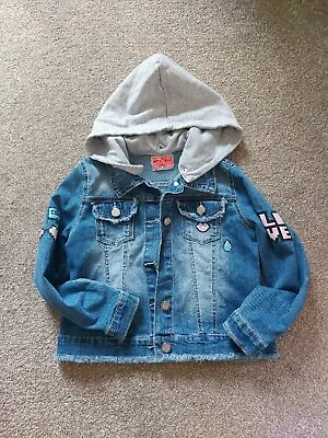 Buy Girls Jeans Jacket With Hoodie Size 7-8 Years Old • 12£