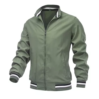 Buy Outdoor Mens Sports Coat Windbreaker Jacket Stand Collar Casual Zipper Outwear • 13.66£