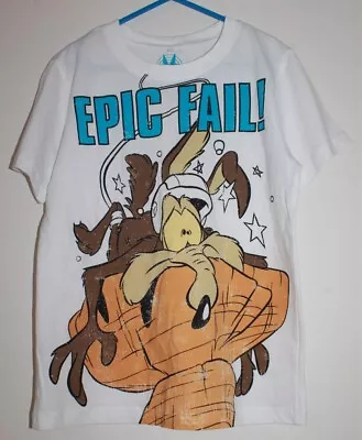 Buy Looney Tunes Wile E. Coyote Epic Fail Character White T-Shirt Kids Size 7 BNWT  • 10.31£