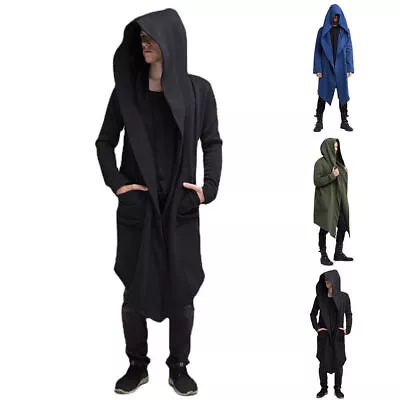 Buy Men Gothic Hooded Coat Cardigan Cape Jacket Sweatshirt Trench Cloak Outwear UK| • 15.43£