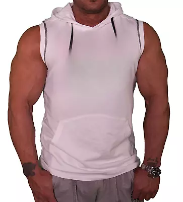 Buy Fitted Bodybuilding Gym Sleeveless Hoodie Gym Clothing (free Stringer Vest) • 14.99£