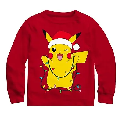 Buy Pokemon Christmas Shirt T Tee Boys Kid Holiday Santa Hat Sz 5-12 Holiday Pikachu • 18.81£