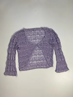 Buy M&Co Lilac Crochet Knit Beaded Detail Fairycore Boho Hippy Y2K 00s Cardigan M • 10£