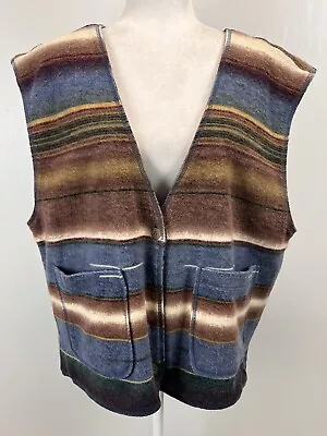 Buy Vintage Southwestern Reversible Vest GUC Yellowstone Blanket Style • 28.34£