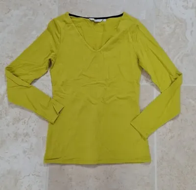 Buy Boden LONG SLEEVE TOP DOUBLE LAYER V NECK Mustard Yellow UK 10 J0718 BRAND NEW • 12.99£