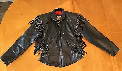 Buy Harley Davidson Leather Jacket With Fringe & Red Lining - Women's Size XS • 48.67£