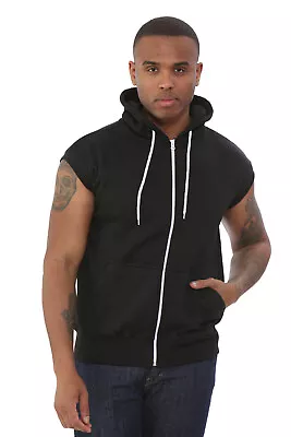 Buy Mens Sleeveless Hood Zip Up Workout Fitness Hooded Sweatshirt Vest Tank Top New • 12.95£