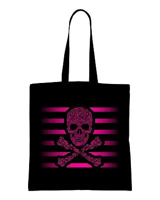 Buy Floral Skull & Crossbones Cotton Shoulder Bag - Goth Emo Clothing Fashion Tattoo • 8.95£