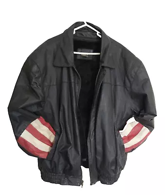Buy Heavy Leather American Eagle & Flag Jacket Xxl Well Worn In Fair Condition • 50£