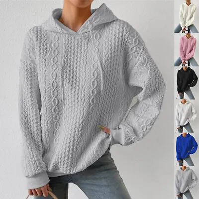 Buy Ladies Long Sleeve Jumper Hoodies Hooded Sweatshirt Pullover Loose Fit Casual • 15.55£