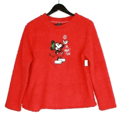Buy Mickey Mouse Pajamas Top Womens Small Oh What Fun Plush PJs Christmas Holiday • 9.27£