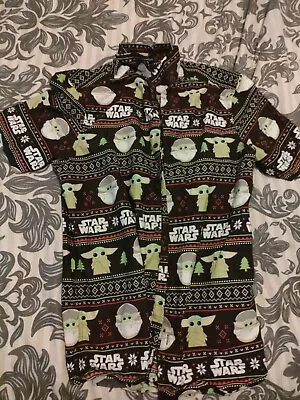 Buy Men’s Star Wars Mandalorian Baby Yoda Grogu Christmas Shirt Short Sleeved Medium • 2.99£