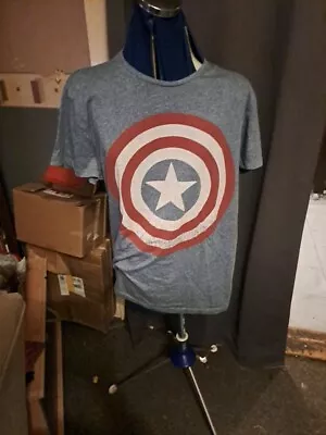Buy Official Marvel Blue Mens Captain America Shield T-Shirt Size L • 10£