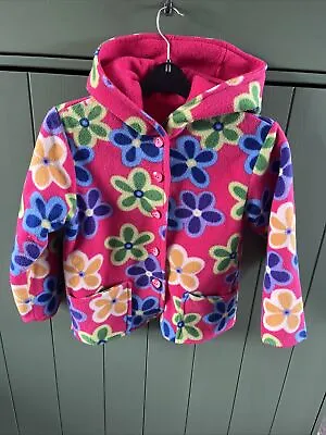 Buy Girls Pink Flowered Hooded Fleece Jacket Size Chest 36  Length 20   Great Con • 4£