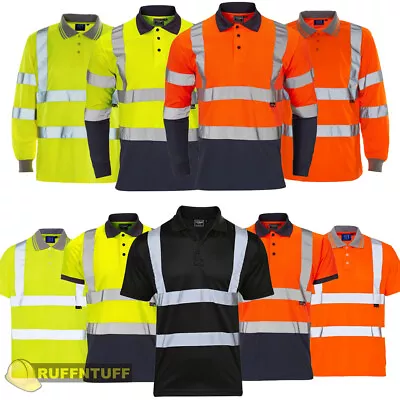 Buy Hi Vis Viz Polo T Shirt High Visibility Safety Security Work Top | Two 2 Tone • 14.99£