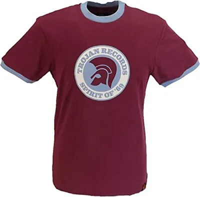 Buy Trojan Records Mens Port Red Spirit Of 69 100% Cotton Peach T-Shirt • 29.99£
