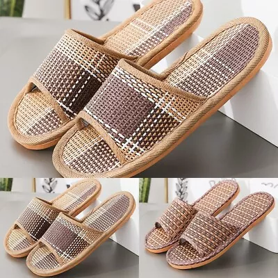 Buy Trendy Summer Indoor Rattan Slipper Sandal Slippers Shoes For Women Men • 14.66£