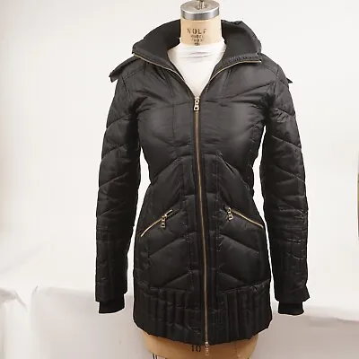 Buy Sam Edelmon Black Full Zip With Faux Fur Edged Hood Winter Jacket Size XS • 24.62£