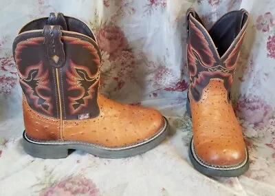 Buy Justin Gypsy Boots Womens Size 8 B L9900 Western Boots Ostrich Orange (44) • 35.91£