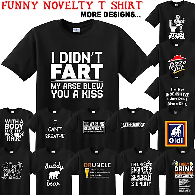 Buy Mens Funny Novelty T-Shirts Sarcastic Joke Black Tee Shirt Top Christmas Gifts 2 • 12.99£