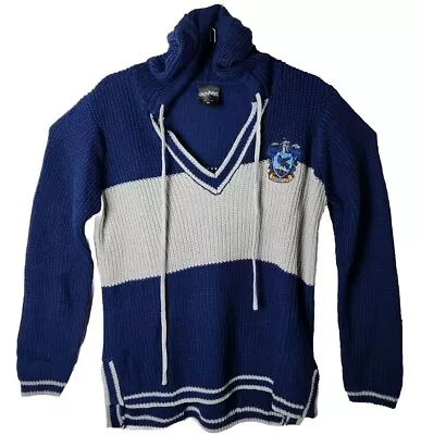 Buy Harry Potter Women M Ravenclaw Blue Crest Spell Out Knitted Sweater Hoodie • 39.68£