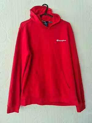 Buy Champion Hoodie Mens Large Red Spell Out Logo Pullover Sweatshirt Hoodie • 10£