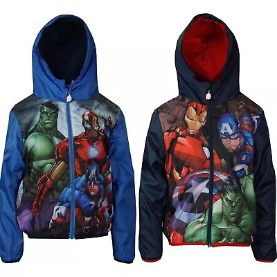 Buy Boys Marvel Avengers RH1073 Lightweight Hooded Jacket With Bag Size 4-10 Years • 15.99£