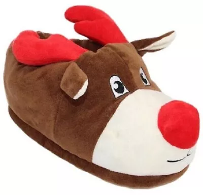 Buy Ladies Reindeer Slippers Xmas Novelty Fun Christmas Plush Festive Cute Rudolph • 14.95£