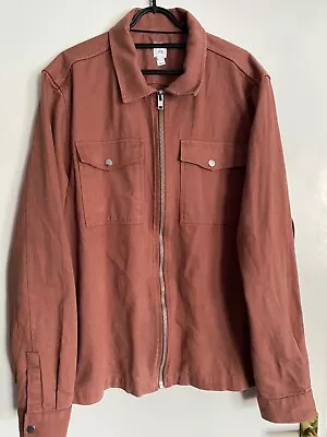 Buy River Island Men’s Denim Jacket Shirt Shacket | Size XL | Salmon | Zip-up • 10£