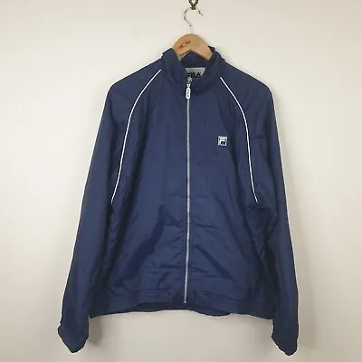 Buy FILA Windbreaker Jacket Mens Large Blue Lightweight Full Zip Nylon • 14.99£