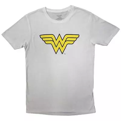 Buy DC Comics Unisex T-Shirt:  Wonder Woman - Yellow Logo- White Cotton • 14.99£