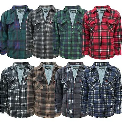 Buy Mens Padded Shirt Flannel Work Thick Sherpa Fur Fleece Lined Lumberjack Jacket • 18.99£