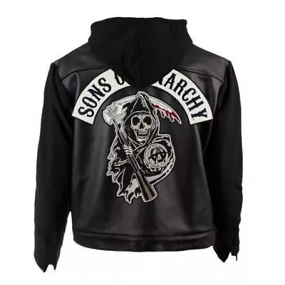 Buy SOA Sons Of Anarchy Hooded Real Leather Jacket • 22.99£
