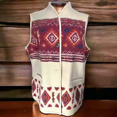 Buy VINTAGE Orvis Aztec Vest Western Style Geometric Size XL Ivory • 19.29£