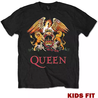 Buy Queen T SHIRT Official Classic Crest Kids Boys Girls Toddler Baby Retro Rock NEW • 12.94£