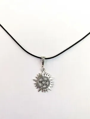 Buy Sun Pentagram Black Cord Necklace Supernatural Inspired Wiccan Jewellery • 3.99£