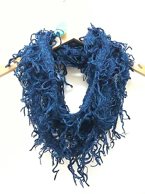 Buy Boho Hippy Goth Emo Festival BLUE Crochet LETTUCE OF LONDON Scarf Wrap Pashmina • 9.99£