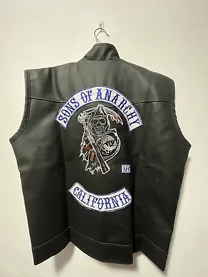 Buy Sons Of Anarchy Jax Teller Genuine Leather Biker Vest XXL-Ideal Xmas Gift • 119£