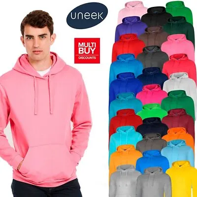 Buy Uneek Men Women Hoodie Sweatshirt Unisex Plain Casual Deluxe Hooded Top UC509 • 12.99£