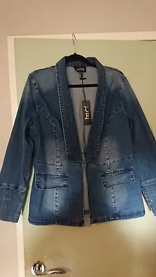 Buy Joseph Ribkoff Blue Denim Rhinestone Detail Jacket, Bnwt, Size 16 • 110£