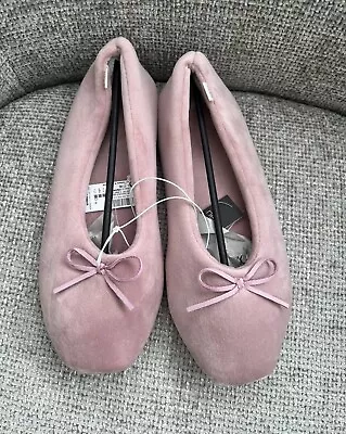 Buy Women’s Next Pink Velour Ballet Slippers Size Large 7-8 New. • 8.50£
