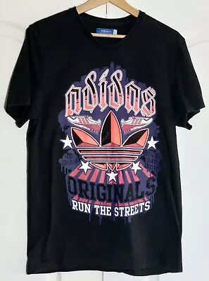 Buy ADIDAS Originals Single Stitch Black T-Shirt Run The Streets Size Medium • 24.95£